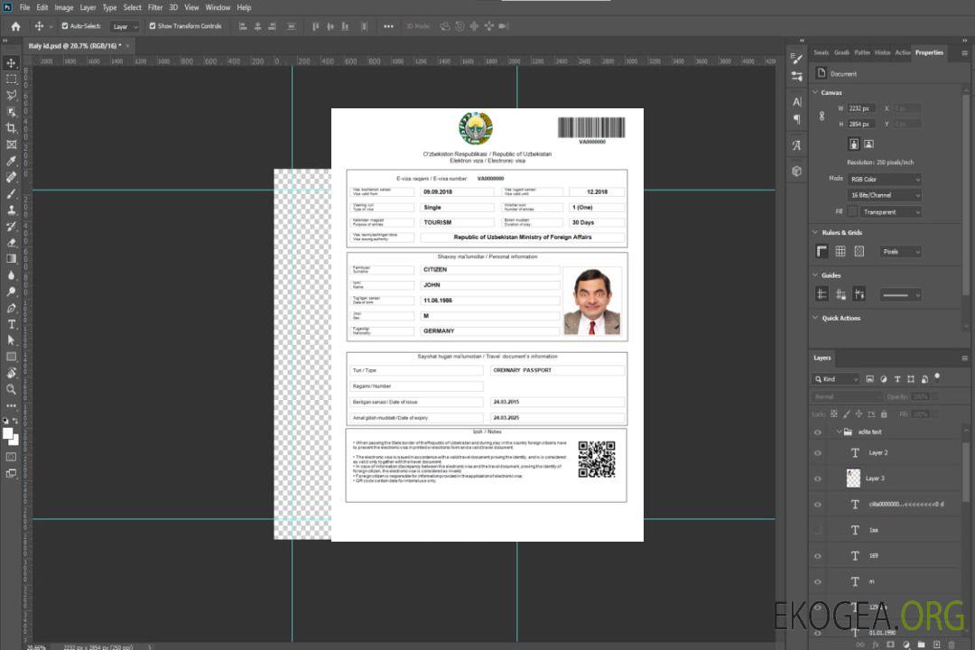 Visa électronique pour l'Ouzbékistan en modèle Word et PDF template Visa électronique pour l'Ouzbékistan en modèle Word et PDF template